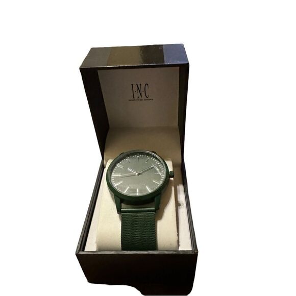 INC Men's Mesh Bracelet Watch 48mm,Green - Picture 3 of 5